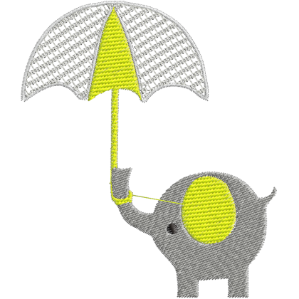 Matriz de Bordado Elefante Com Guarda Chuva 